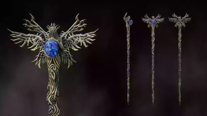 Elder Angel Staff - Game ready 3D model Low-poly 3D model