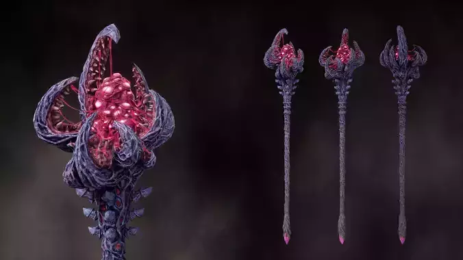 Eggs of Outer God Staff - Game ready 3D model Low-poly 3D model