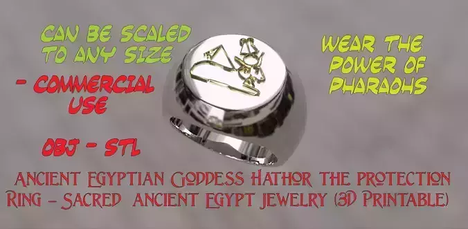 Ancient Egypt Hathor  protection Ring Ancient Jewelry Printable