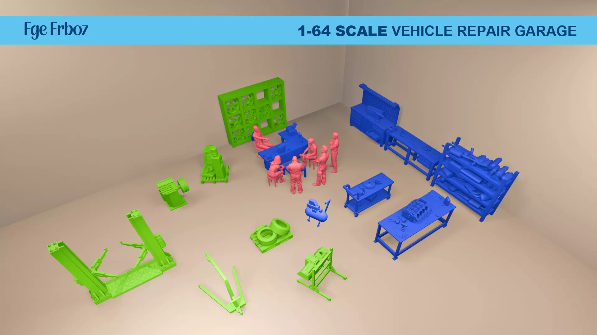 1-64 Repair Garage Diorama Pack 3D model