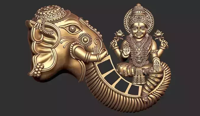laxmi ji with elphent cad  3D print model