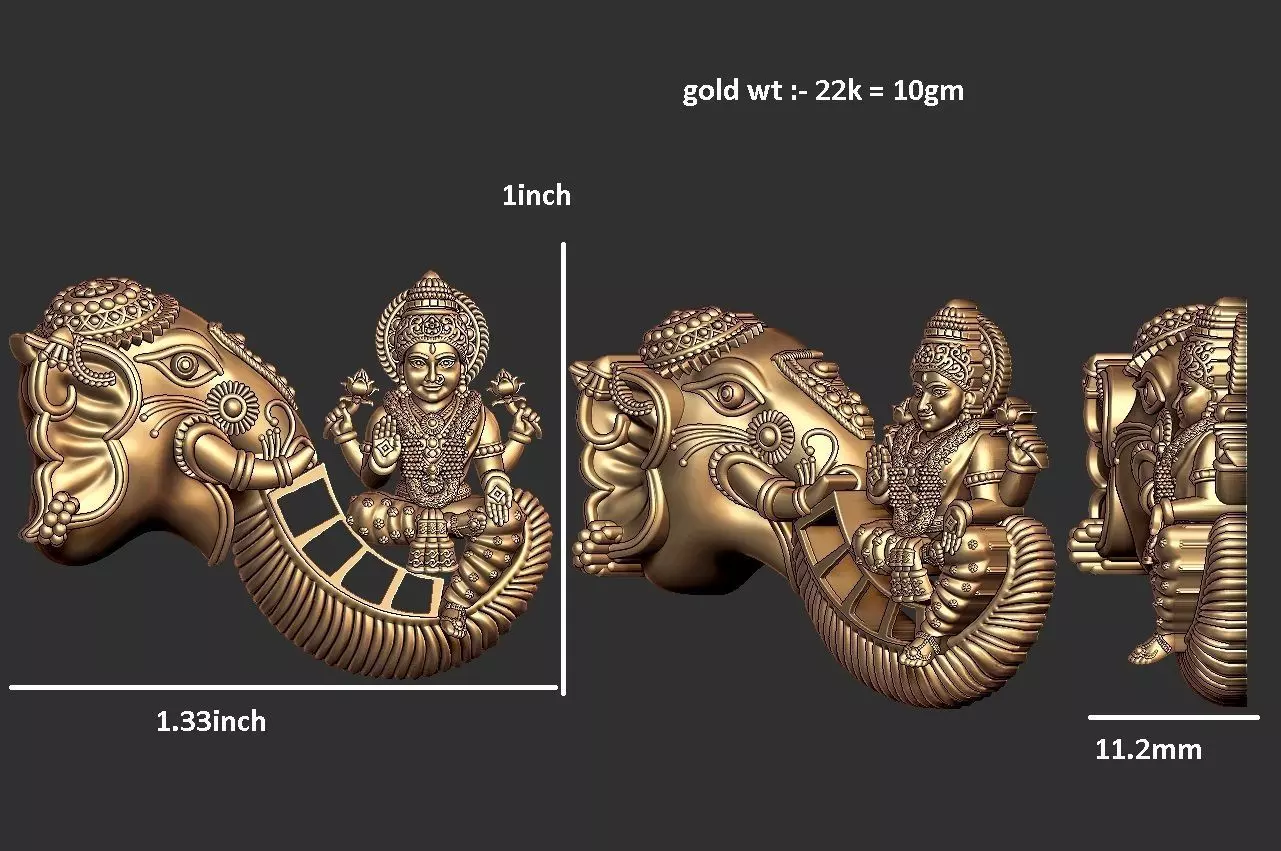 laxmi ji with elphent cad  3D print model_3