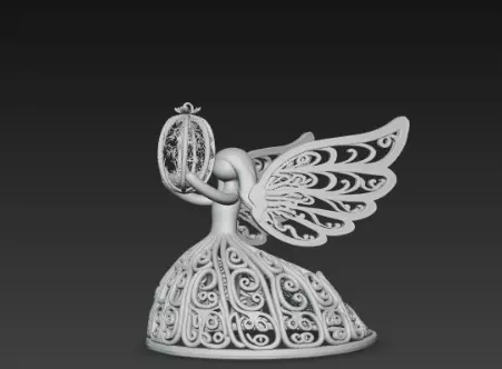 3D Flying Angel Holding Gift Christmas Model 3D print model_2