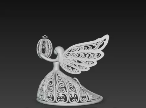 3D Flying Angel Holding Gift Christmas Model 3D print model_1