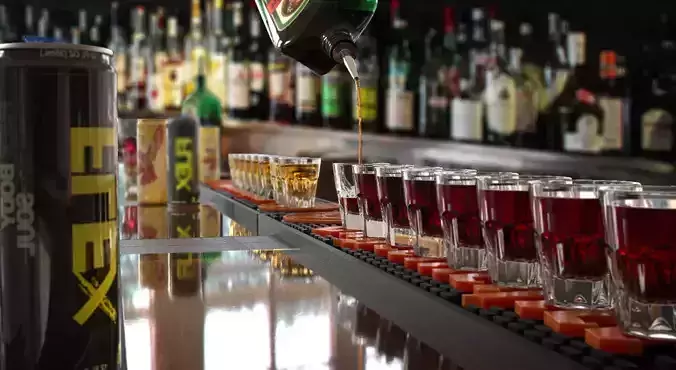  Jagermeister bottle and shots 3D model