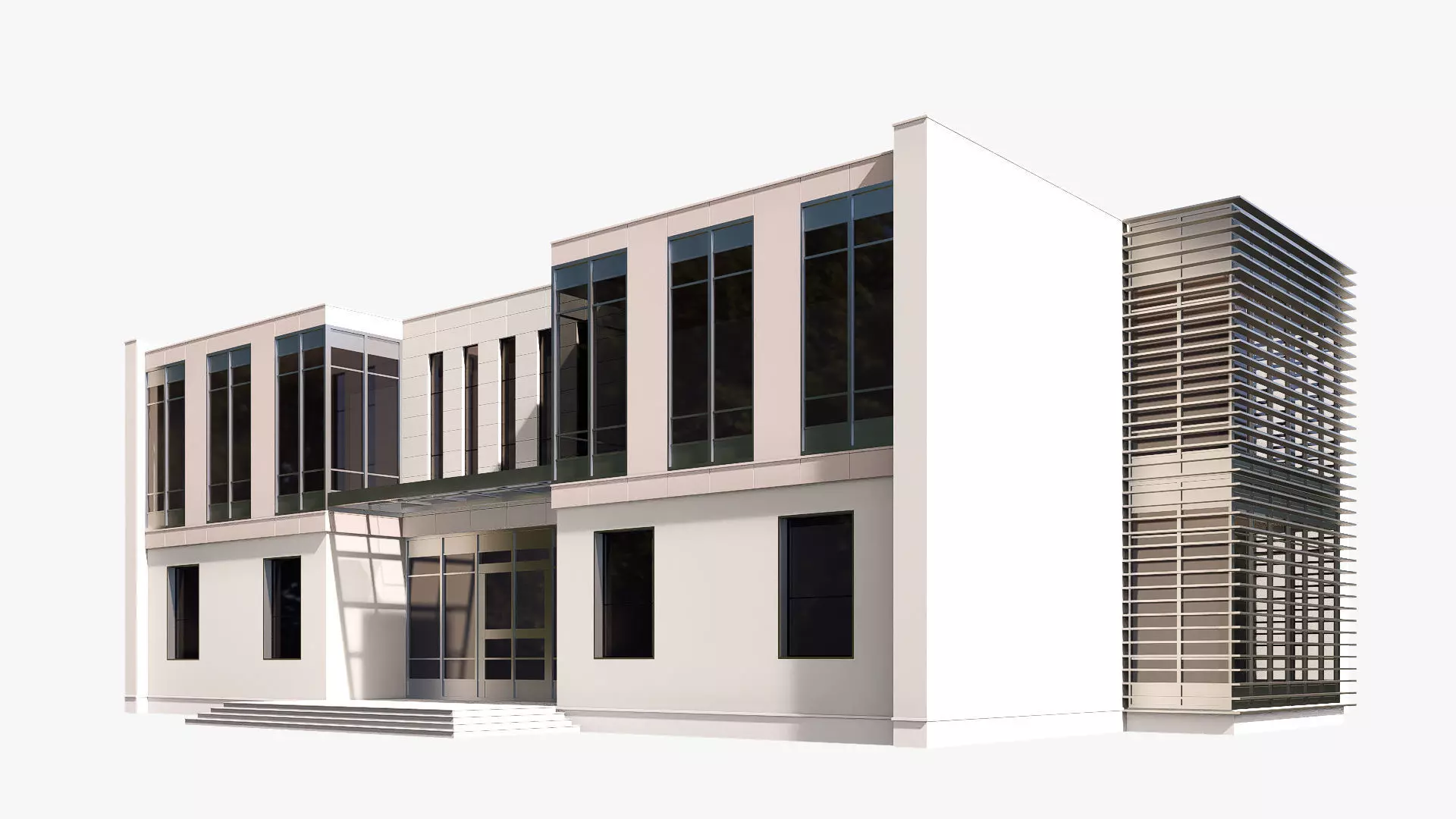 modern realistic building Low-poly 3D model_4