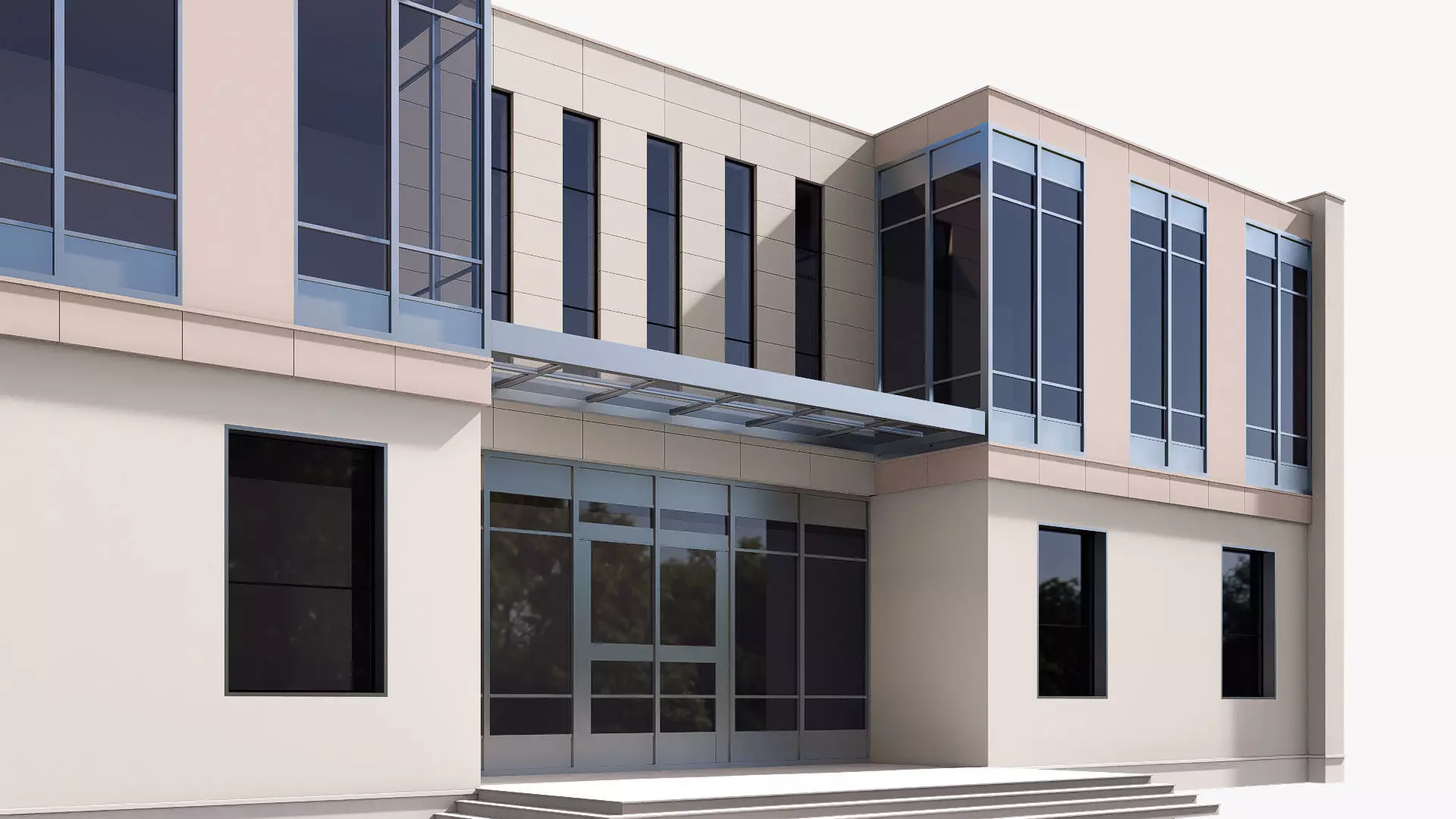 modern realistic building Low-poly 3D model_8