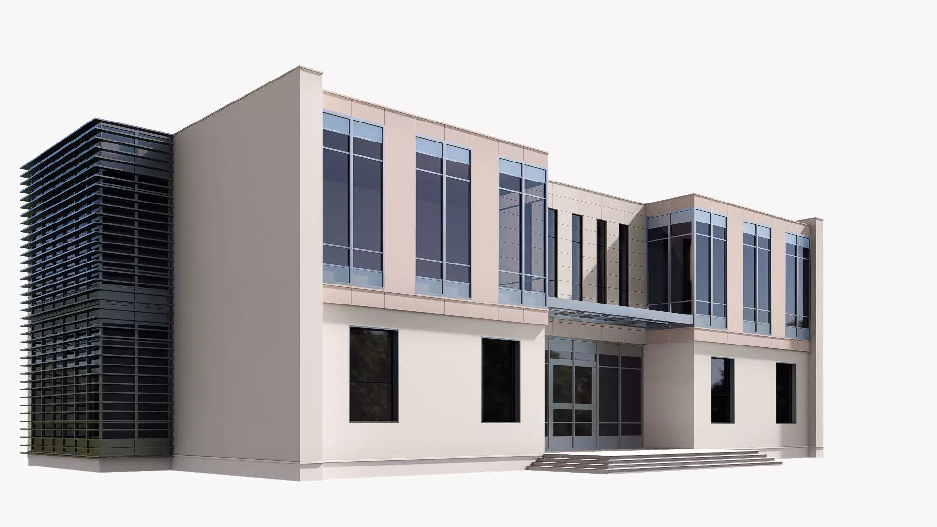 modern realistic building Low-poly 3D model_1