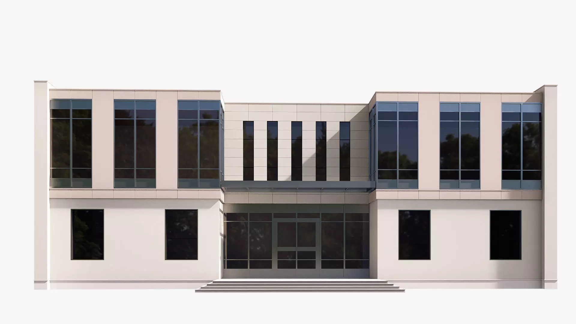 modern realistic building Low-poly 3D model_3