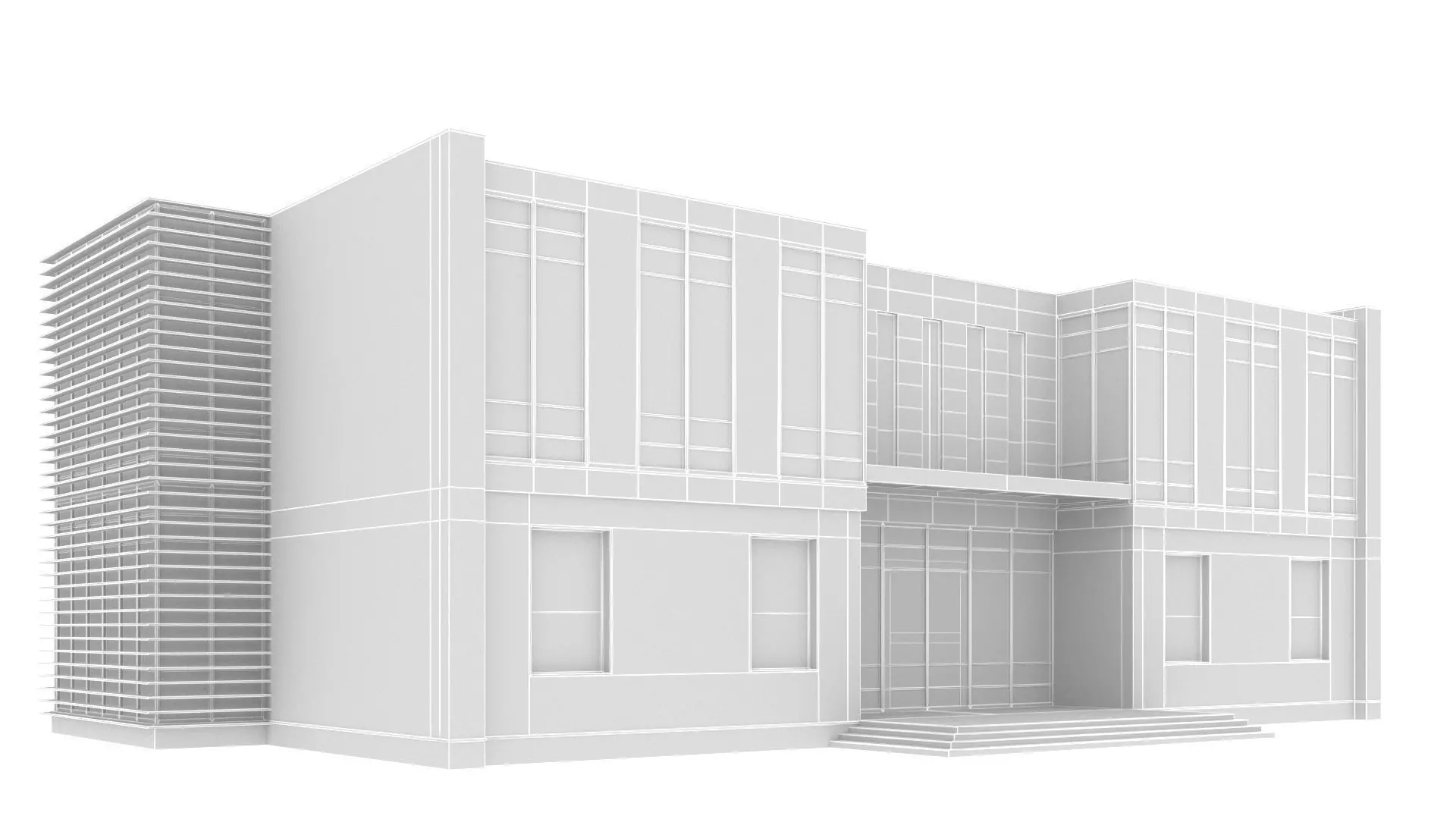 modern realistic building Low-poly 3D model_12