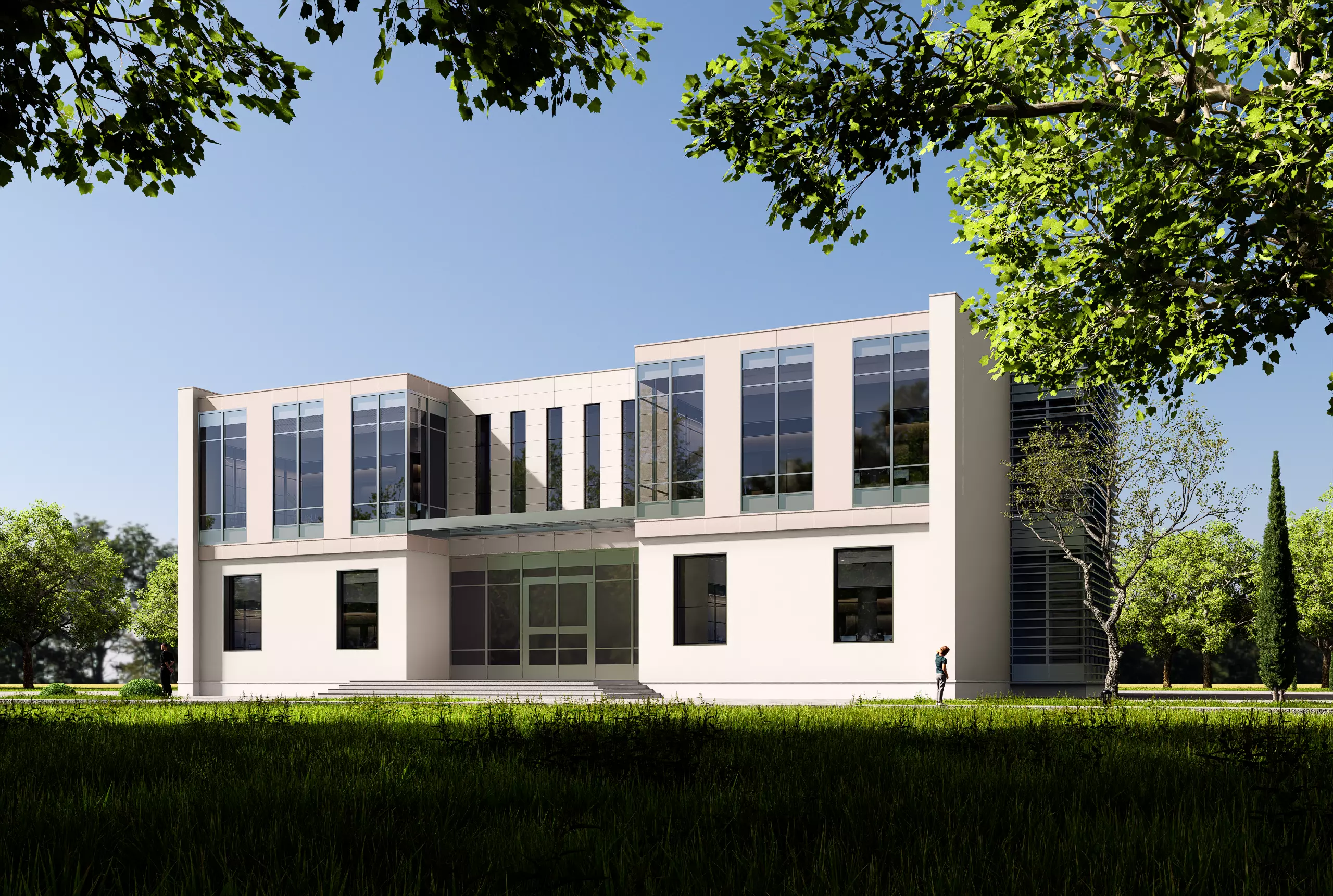 modern realistic building Low-poly 3D model_0