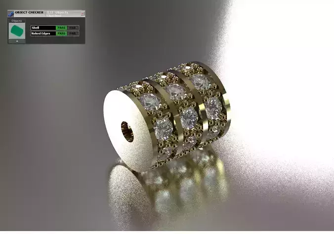 Cylindrical Chain Motif with Round Diamond Inlay 3D gl0044 3D print model