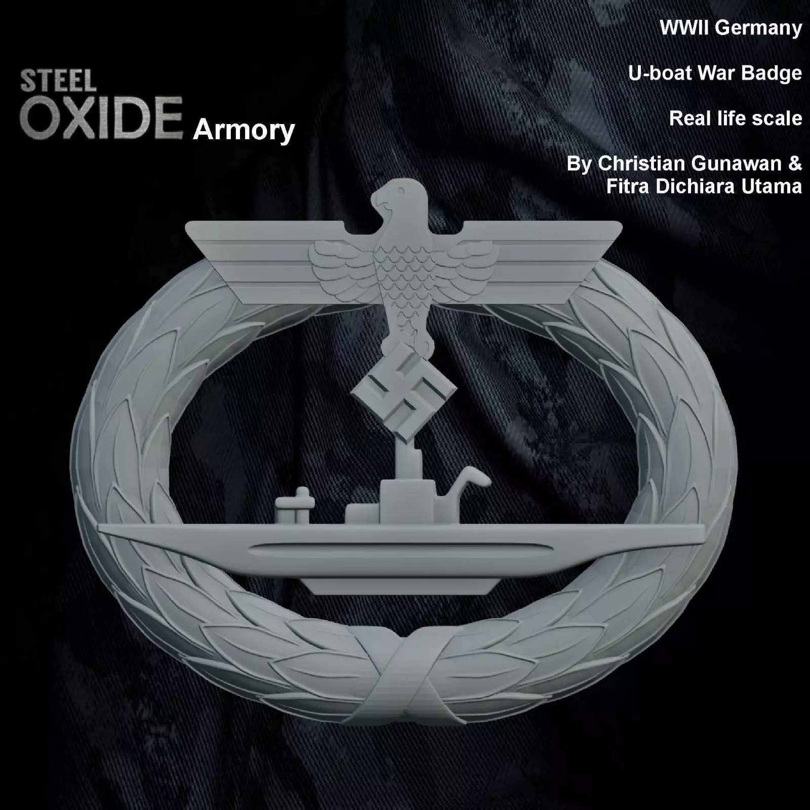 WWII Germany U-boat War Badge 3D print model_0