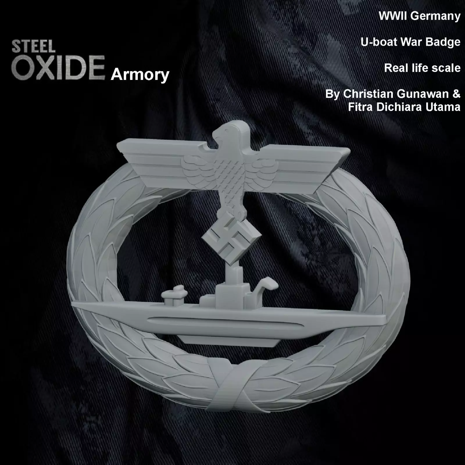 WWII Germany U-boat War Badge 3D print model_1