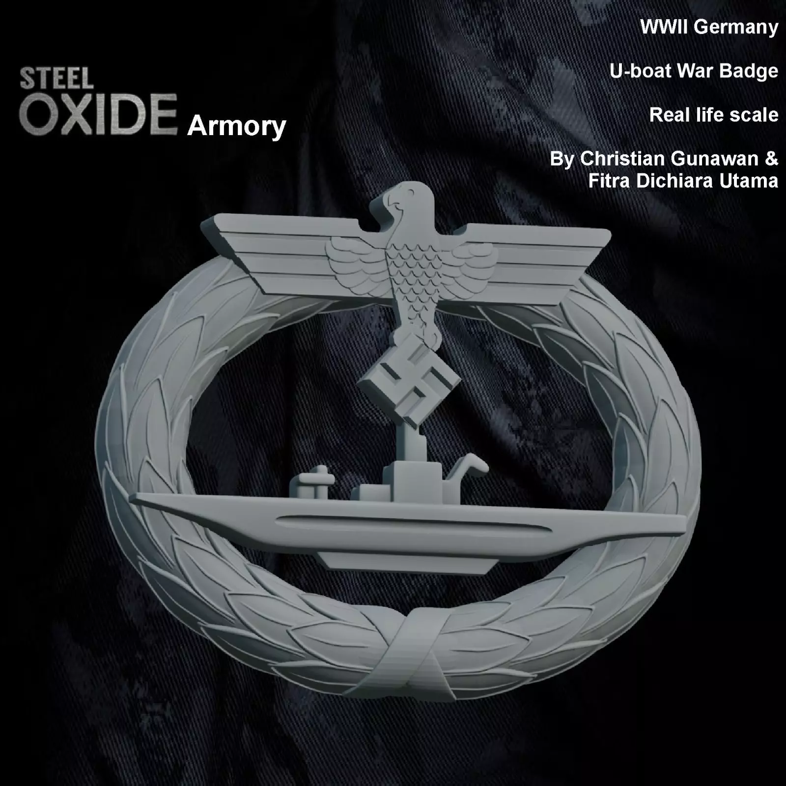 WWII Germany U-boat War Badge 3D print model_2