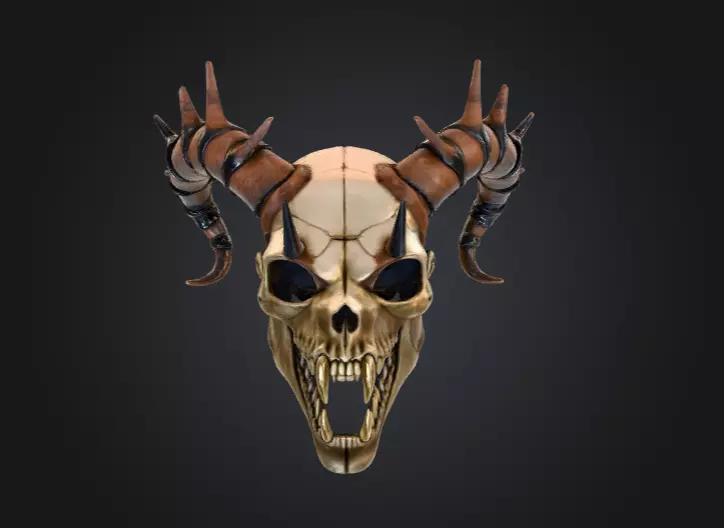 Infernal Horned Low-poly 3D model_0