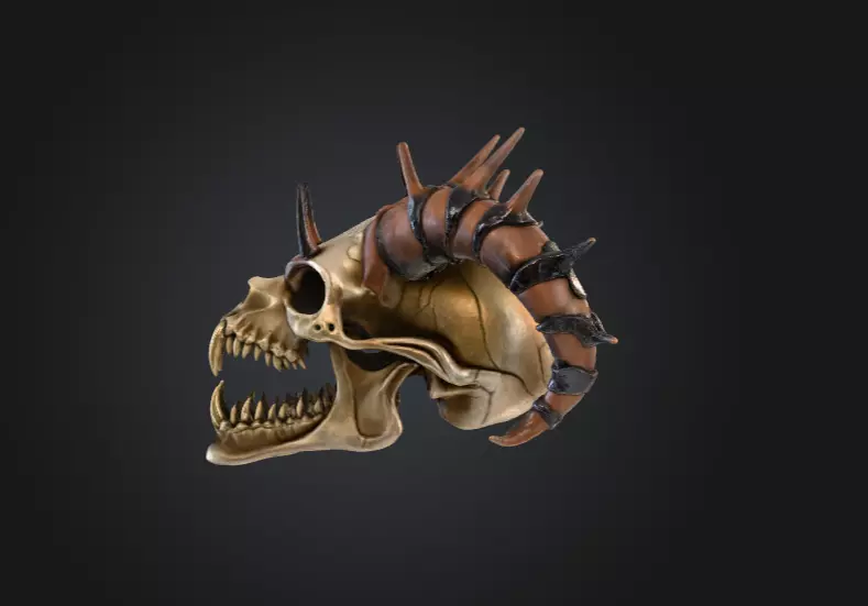 Infernal Horned Low-poly 3D model_7