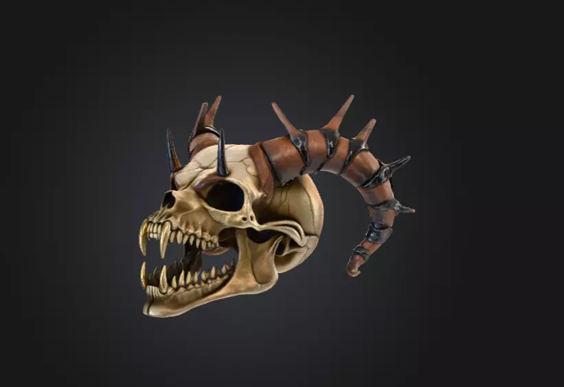 Infernal Horned Low-poly 3D model_8