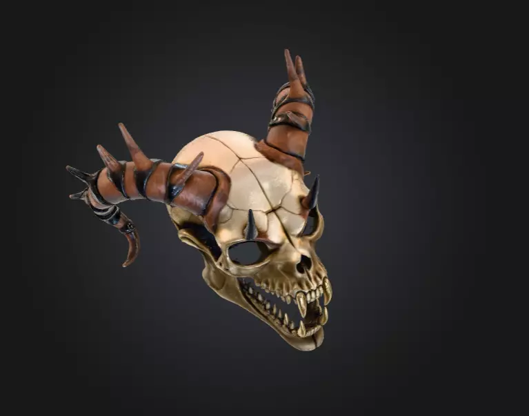 Infernal Horned Low-poly 3D model_10