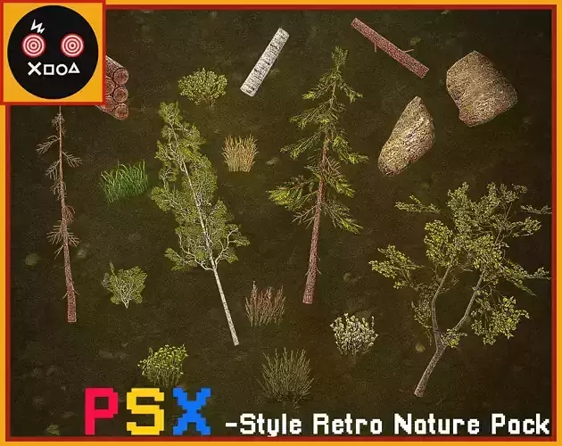 PSX Style Retro Nature Pack Low-poly 3D model