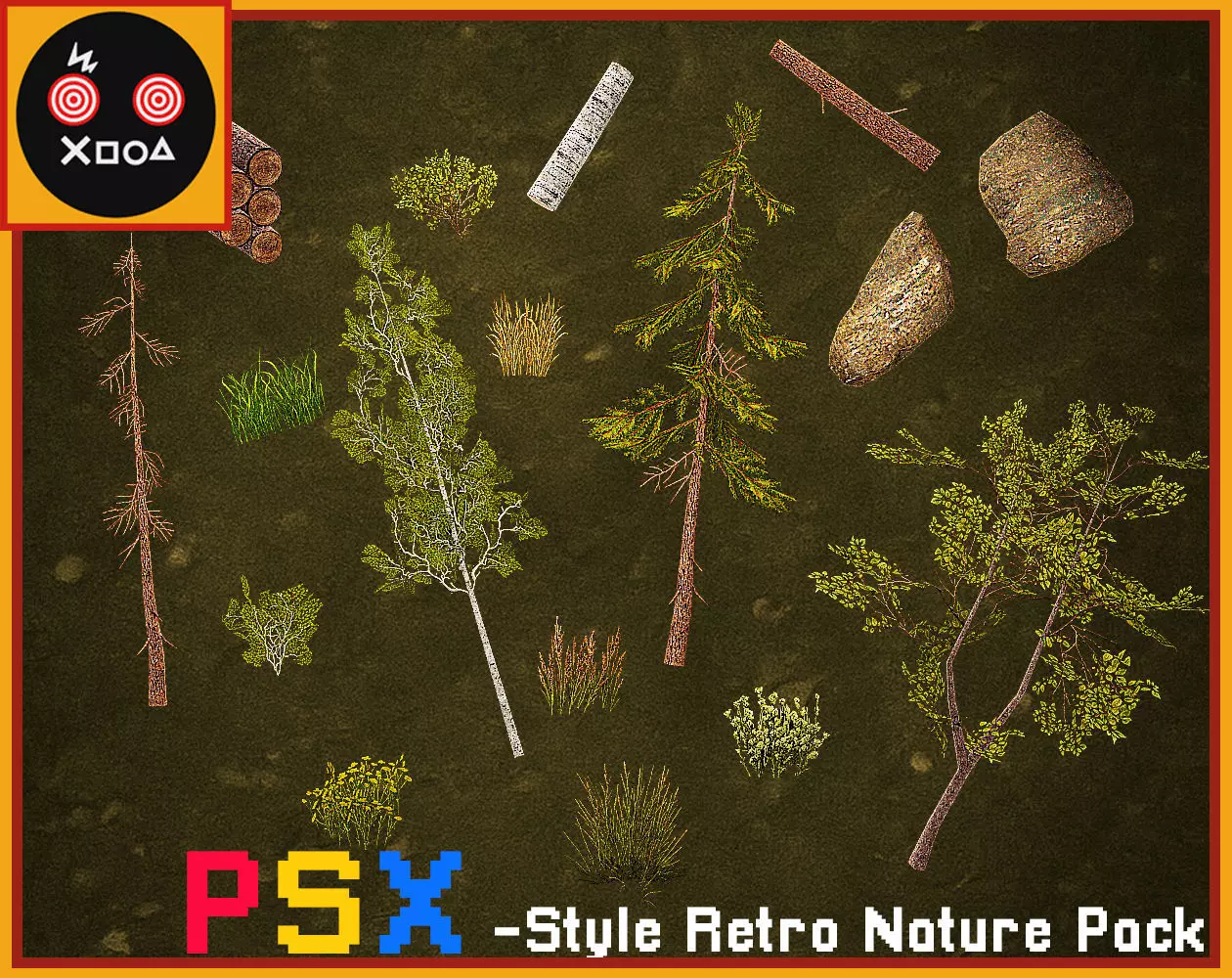 PSX Style Retro Nature Pack Low-poly 3D model_0
