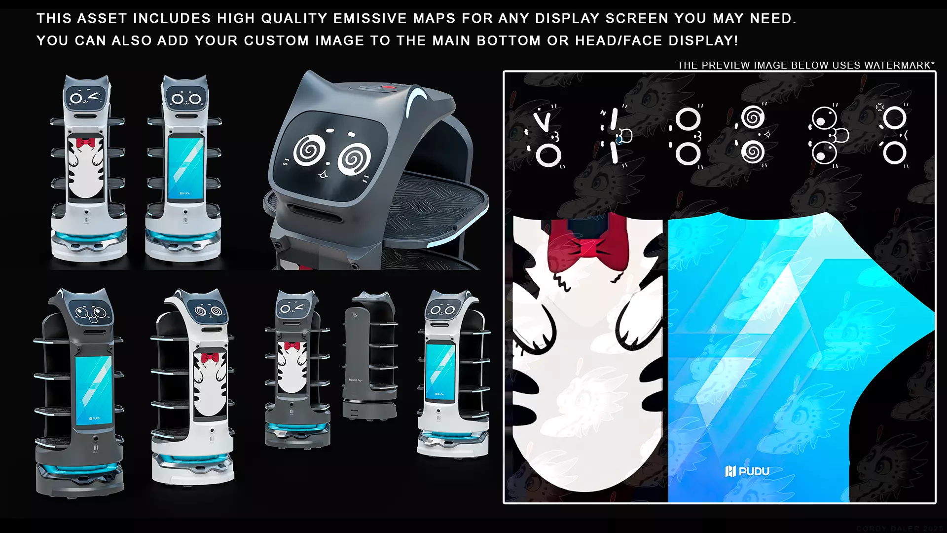 Restaurant Service Robot Waiter BellaBot Pro Black PBR Low-poly 3D model_16