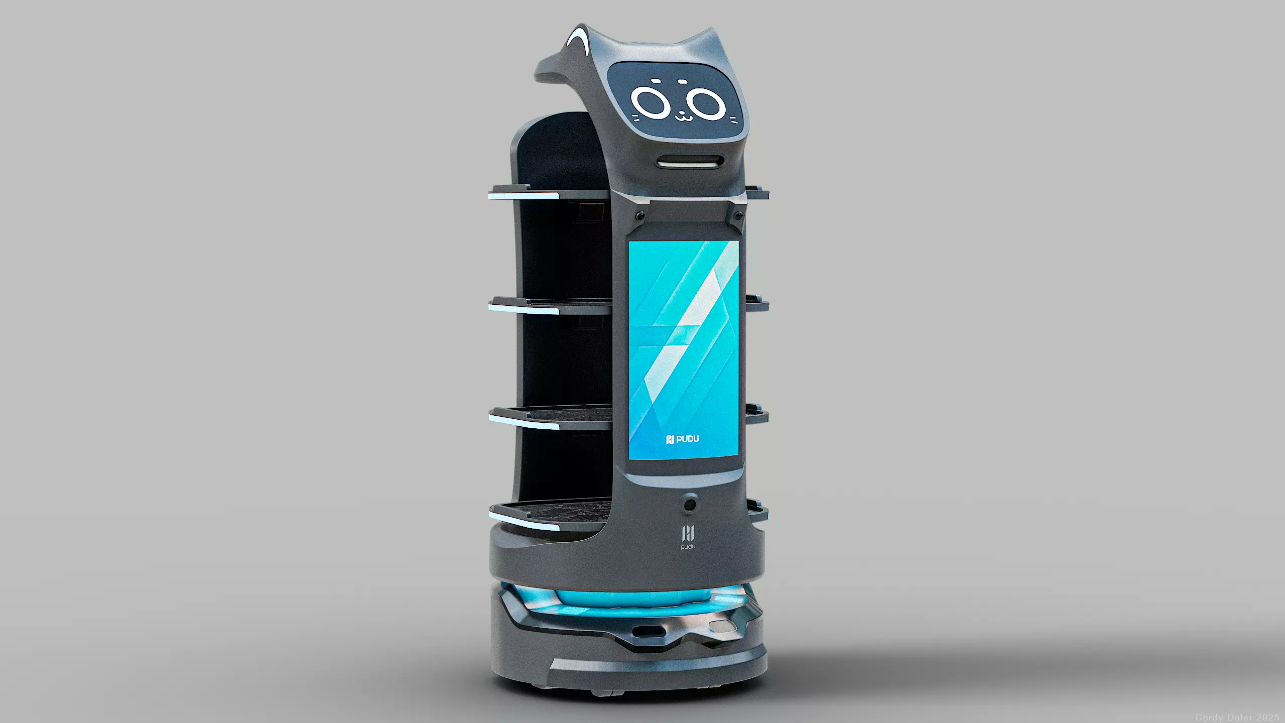 Restaurant Service Robot Waiter BellaBot Pro Black PBR Low-poly 3D model_5