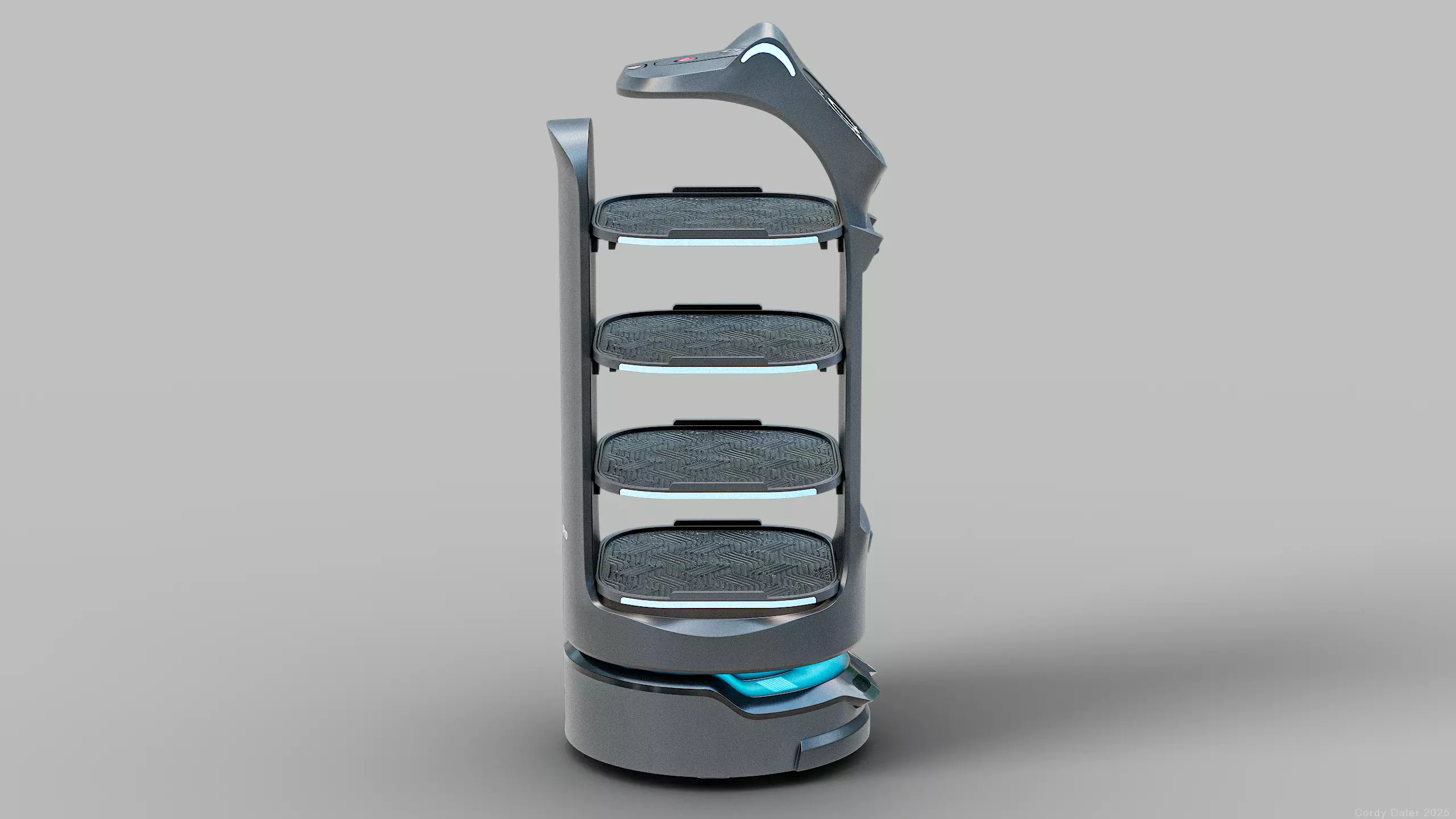 Restaurant Service Robot Waiter BellaBot Pro Black PBR Low-poly 3D model_7