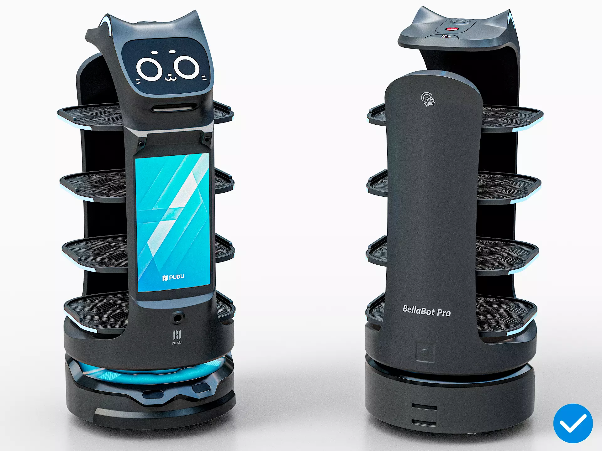 Restaurant Service Robot Waiter BellaBot Pro Black PBR Low-poly 3D model_0