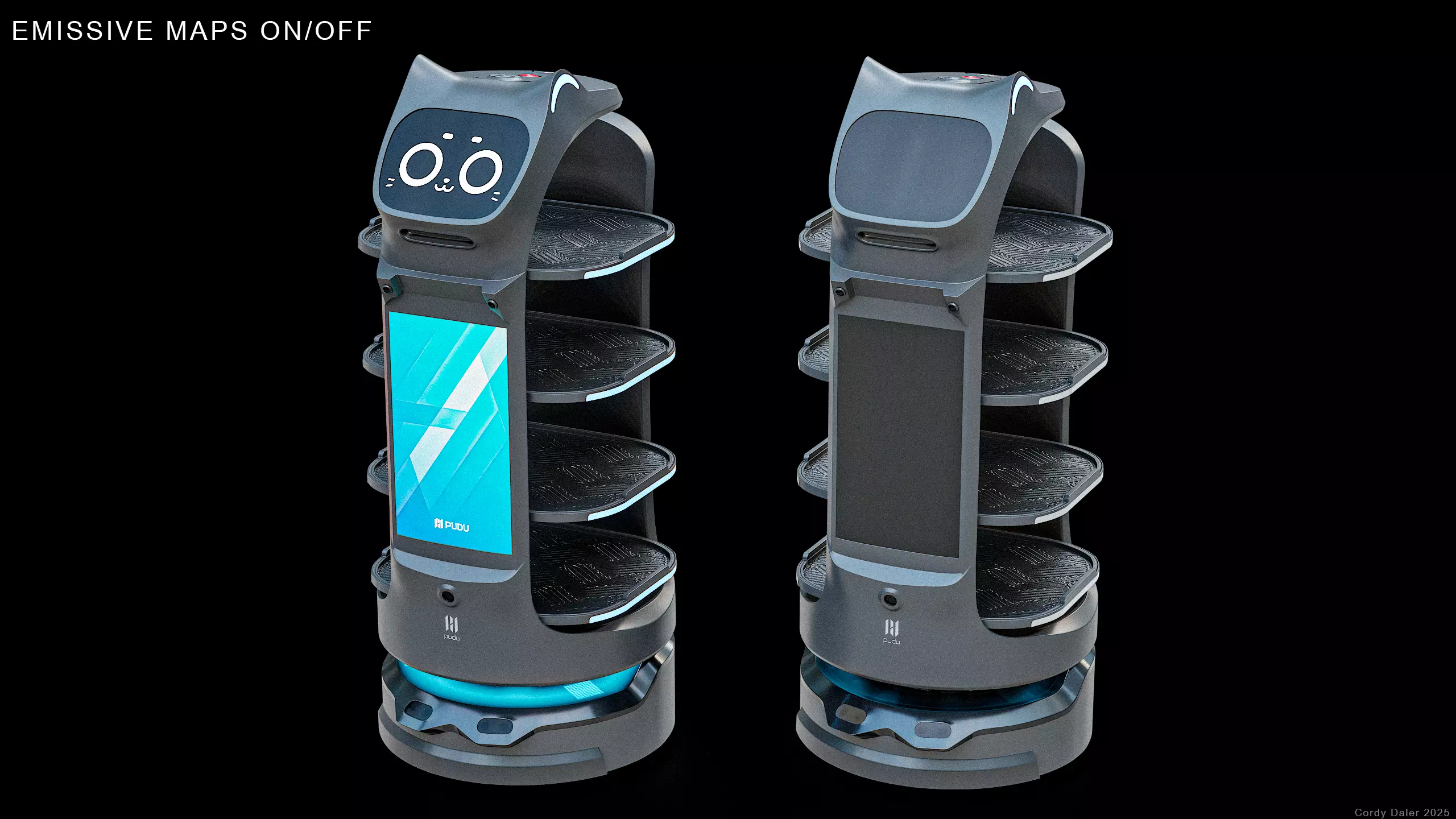 Restaurant Service Robot Waiter BellaBot Pro Black PBR Low-poly 3D model_13