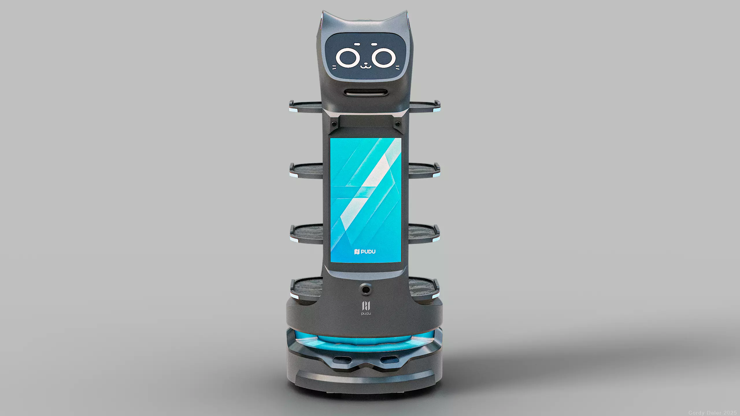 Restaurant Service Robot Waiter BellaBot Pro Black PBR Low-poly 3D model_4