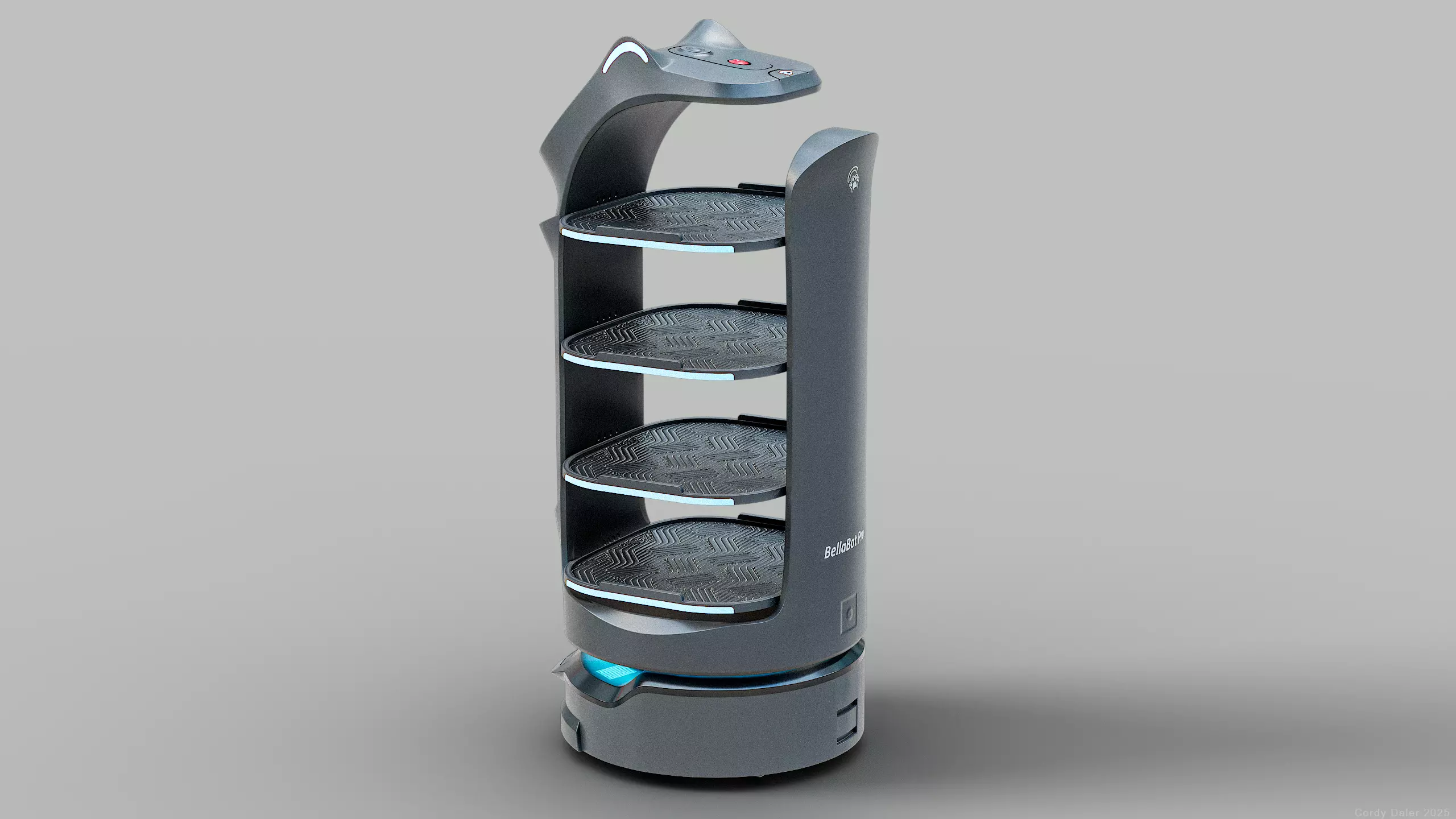 Restaurant Service Robot Waiter BellaBot Pro Black PBR Low-poly 3D model_10