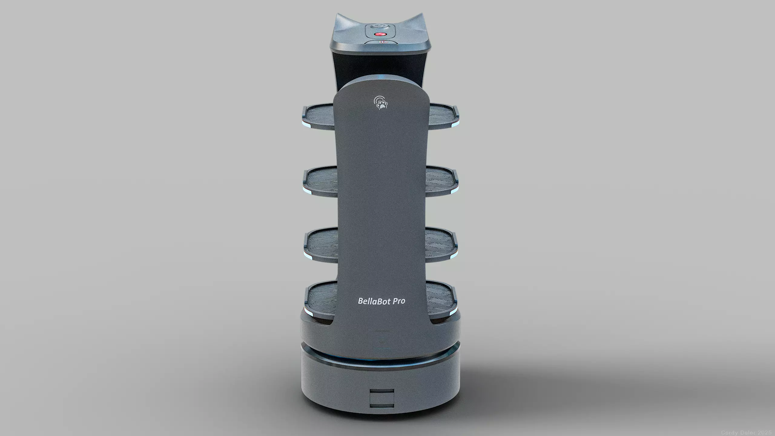 Restaurant Service Robot Waiter BellaBot Pro Black PBR Low-poly 3D model_9