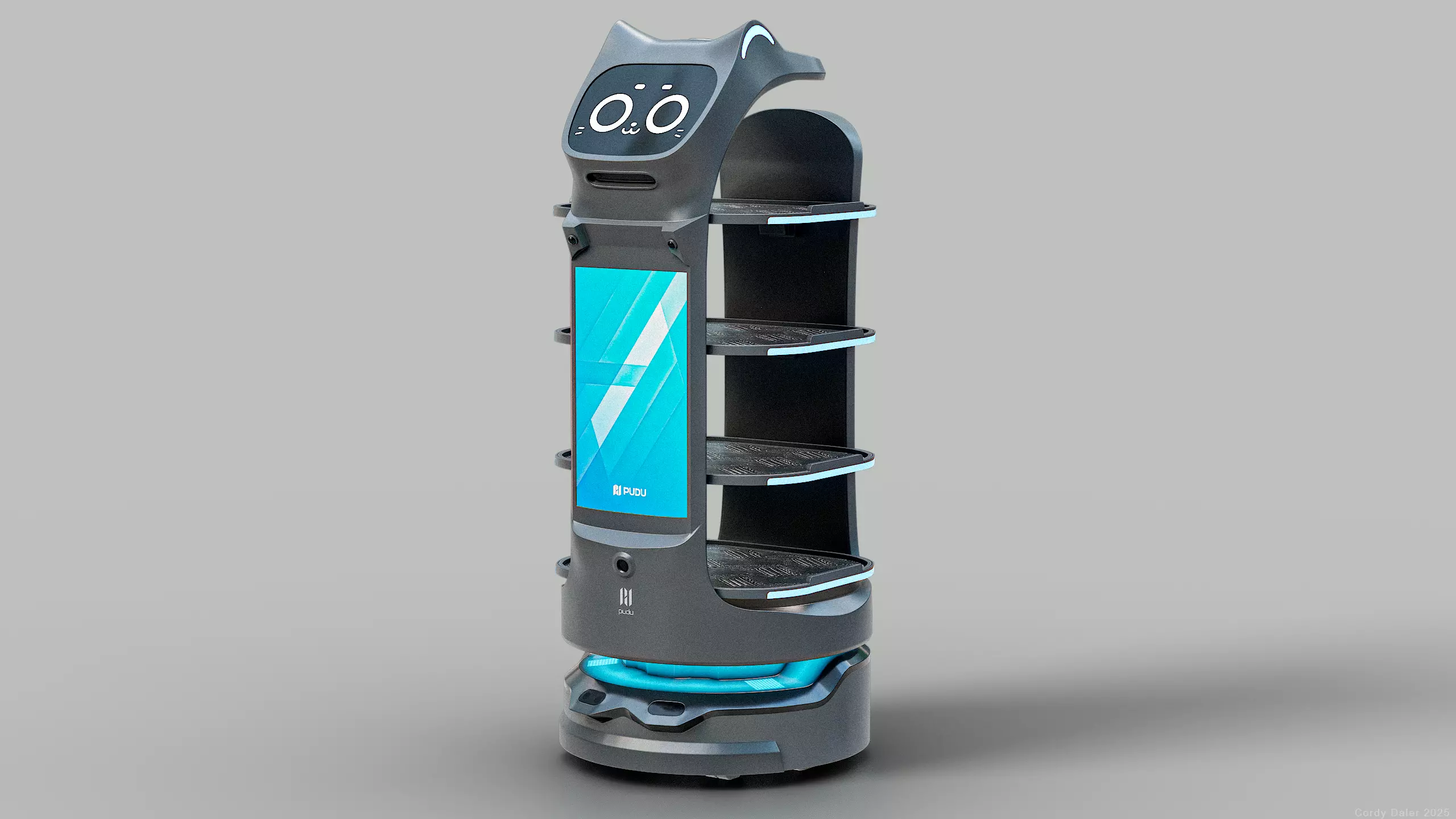 Restaurant Service Robot Waiter BellaBot Pro Black PBR Low-poly 3D model_3