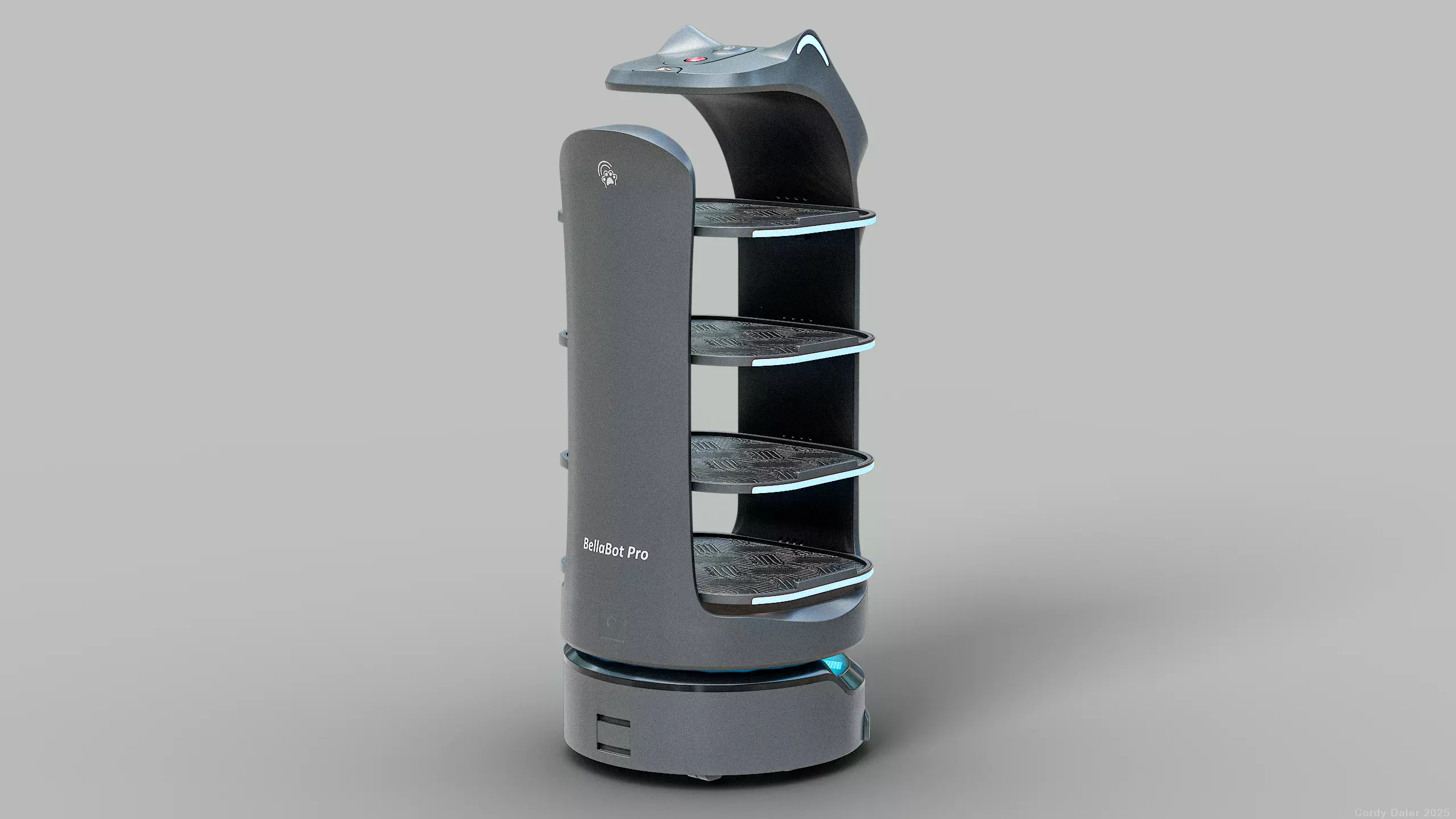 Restaurant Service Robot Waiter BellaBot Pro Black PBR Low-poly 3D model_8