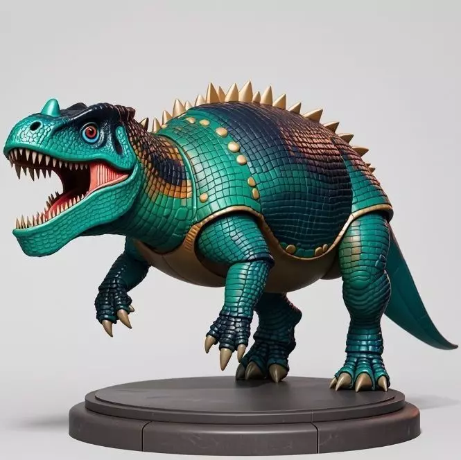 2732 Gothic Roaring Ankylosaurus Dinosaur 3D Model 3D print model_6