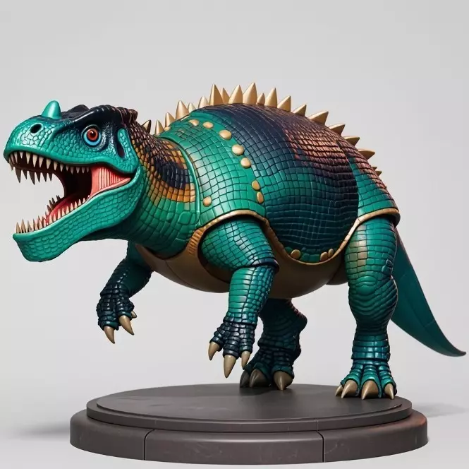 2732 Gothic Roaring Ankylosaurus Dinosaur 3D Model 3D print model_9