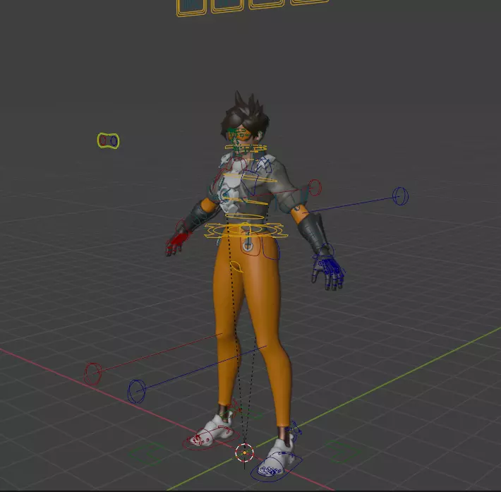 Tracer Overwatch 2 Game ready fully rigged face rig PBR texture Low-poly 3D model_16