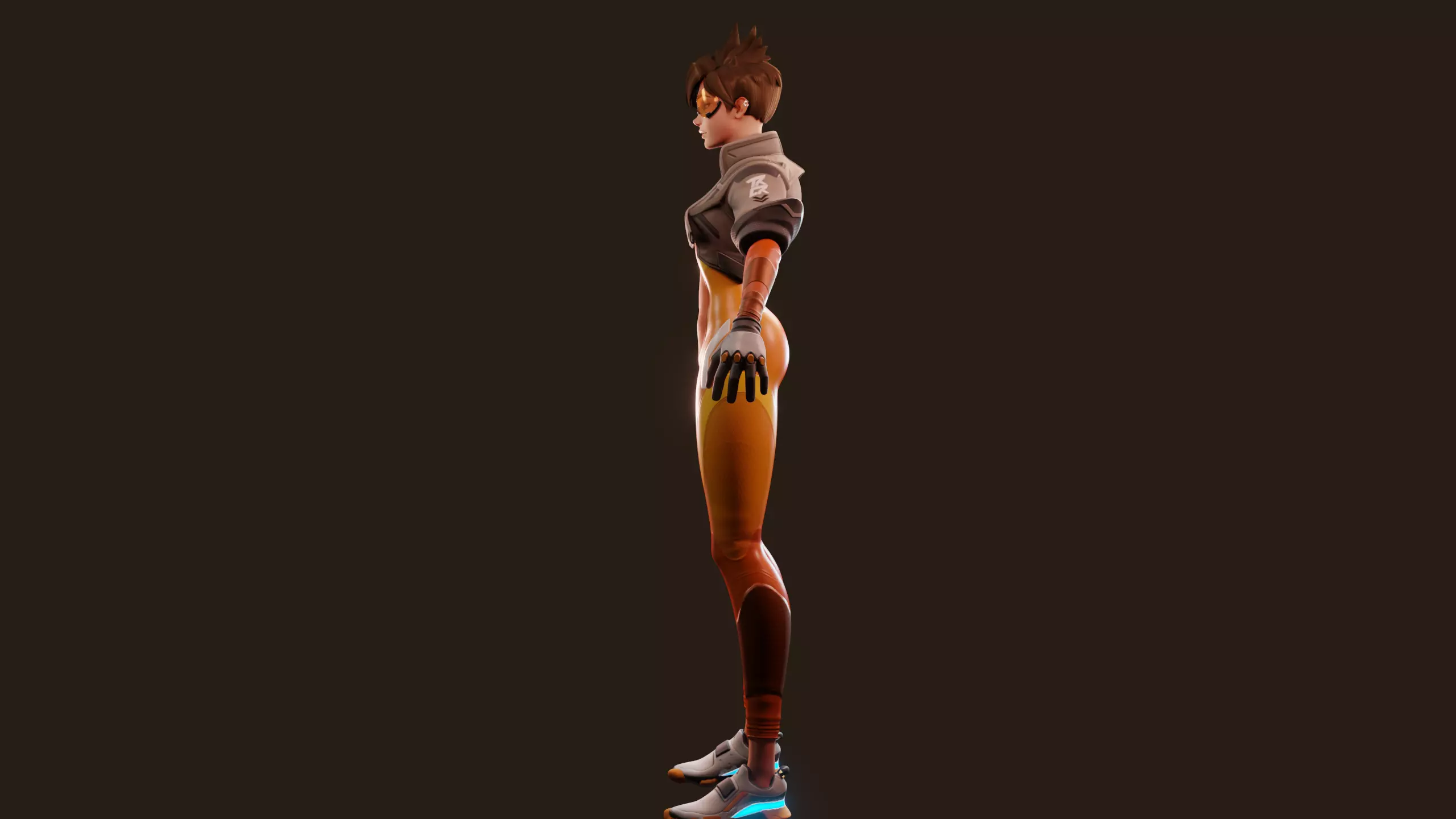 Tracer Overwatch 2 Game ready fully rigged face rig PBR texture Low-poly 3D model_6