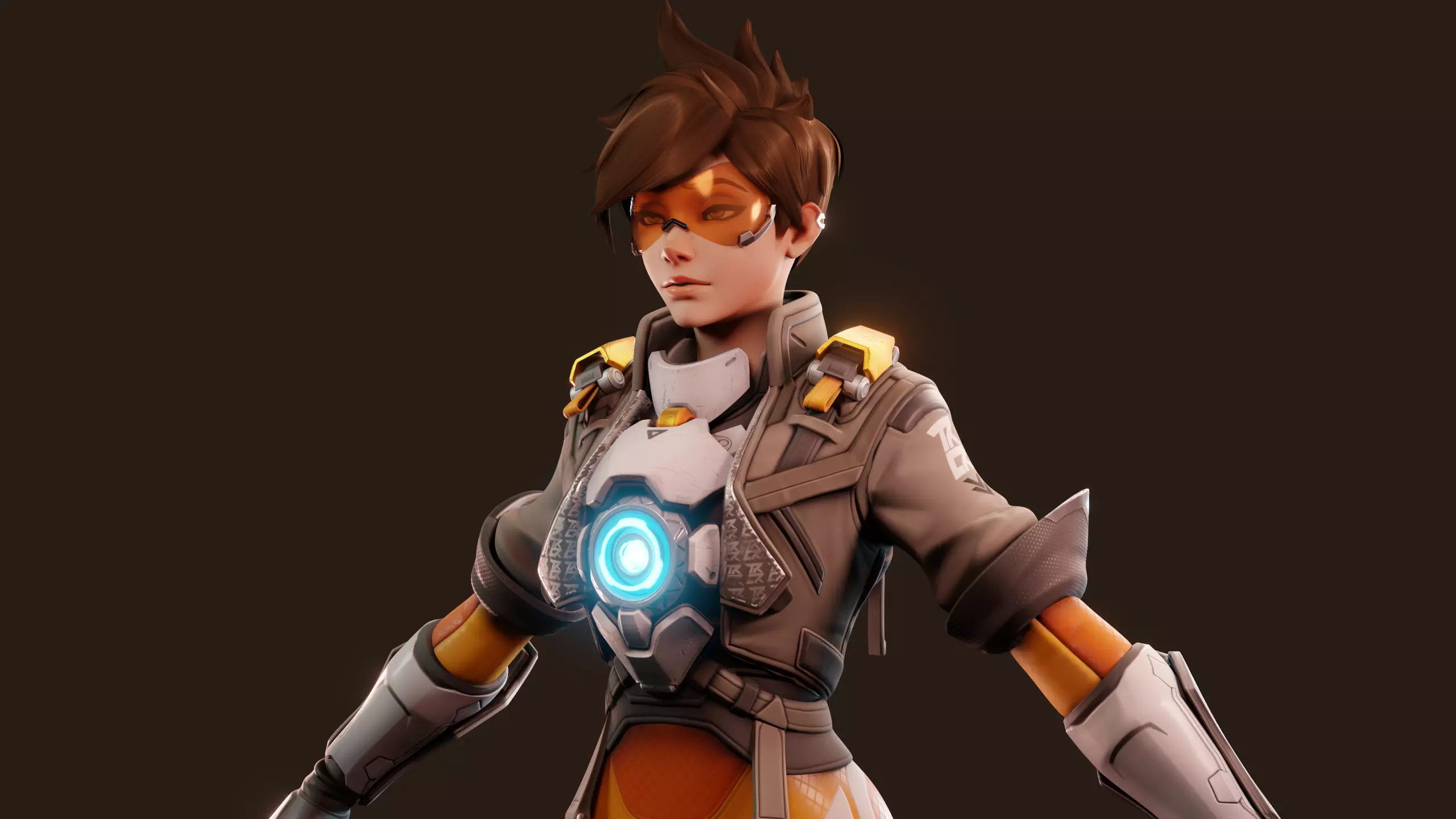 Tracer Overwatch 2 Game ready fully rigged face rig PBR texture Low-poly 3D model_8