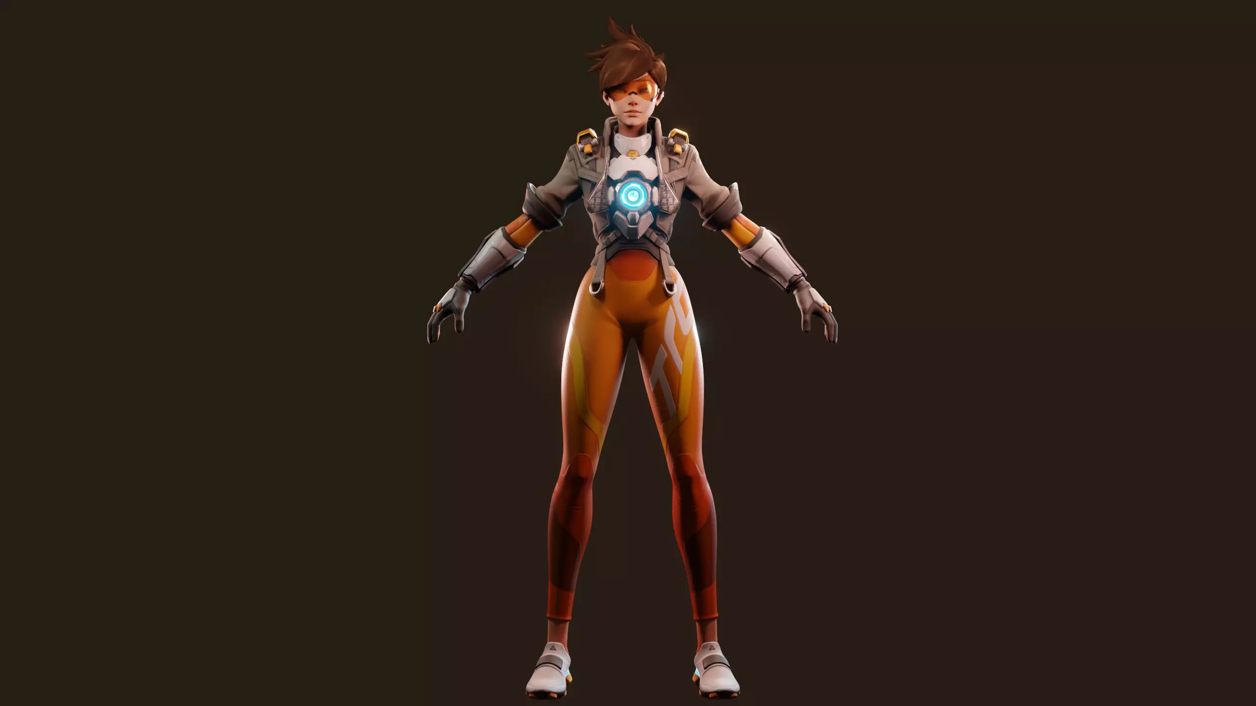 Tracer Overwatch 2 Game ready fully rigged face rig PBR texture Low-poly 3D model_11