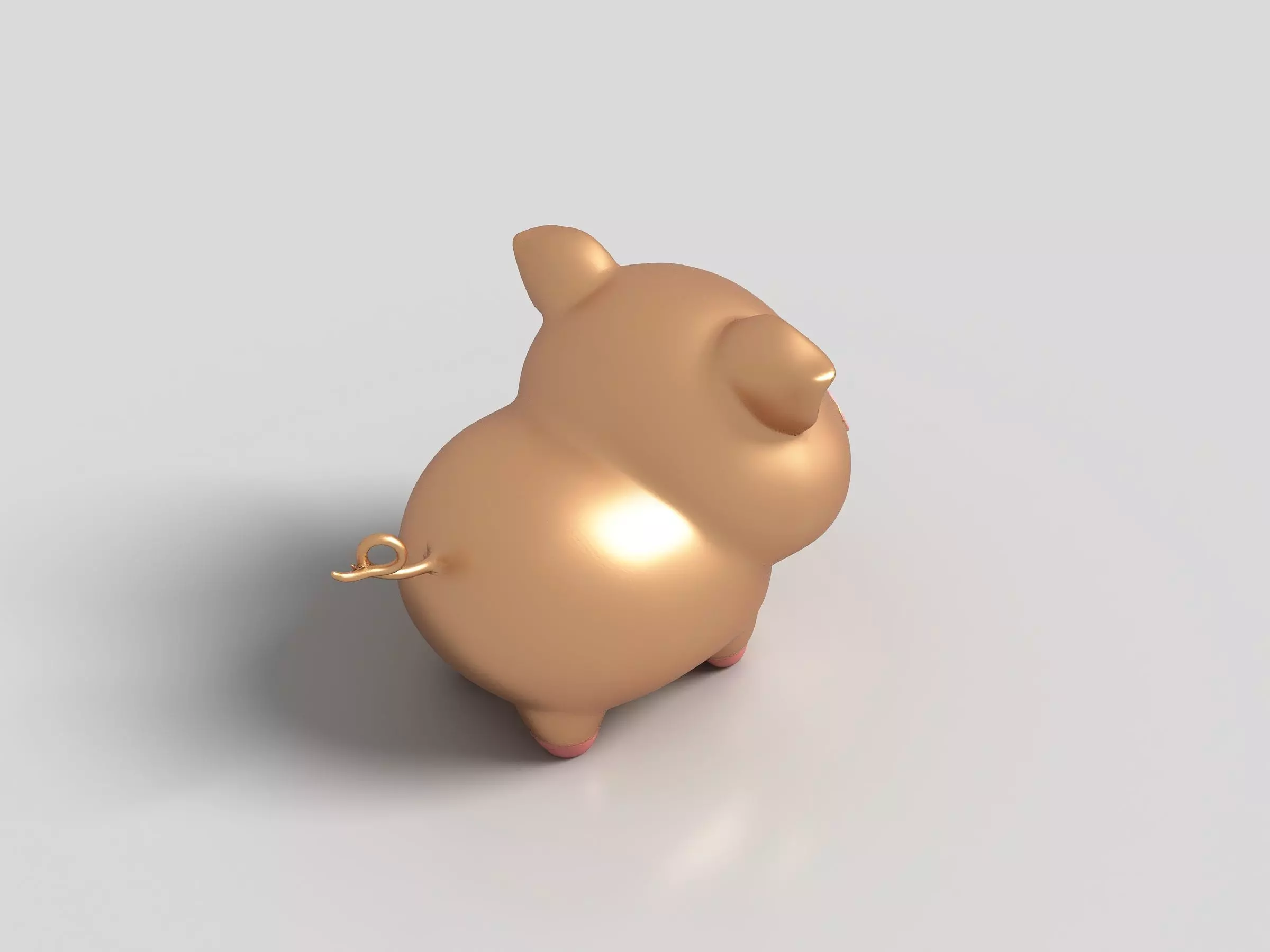 Gold jewelry pig Low-poly 3D model_4