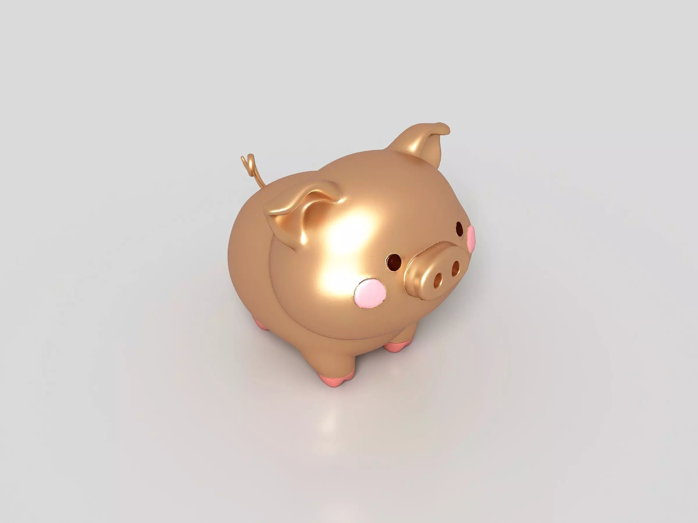 Gold jewelry pig Low-poly 3D model_5