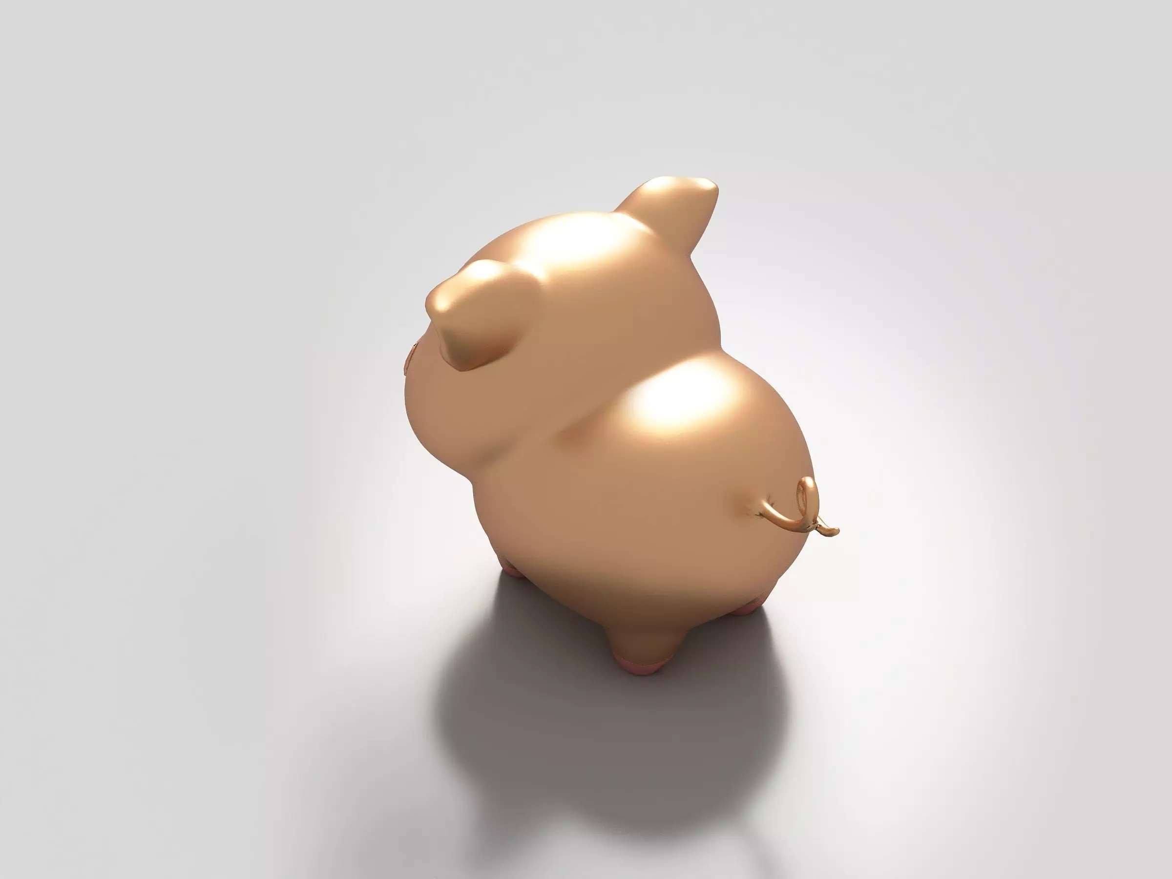 Gold jewelry pig Low-poly 3D model_3