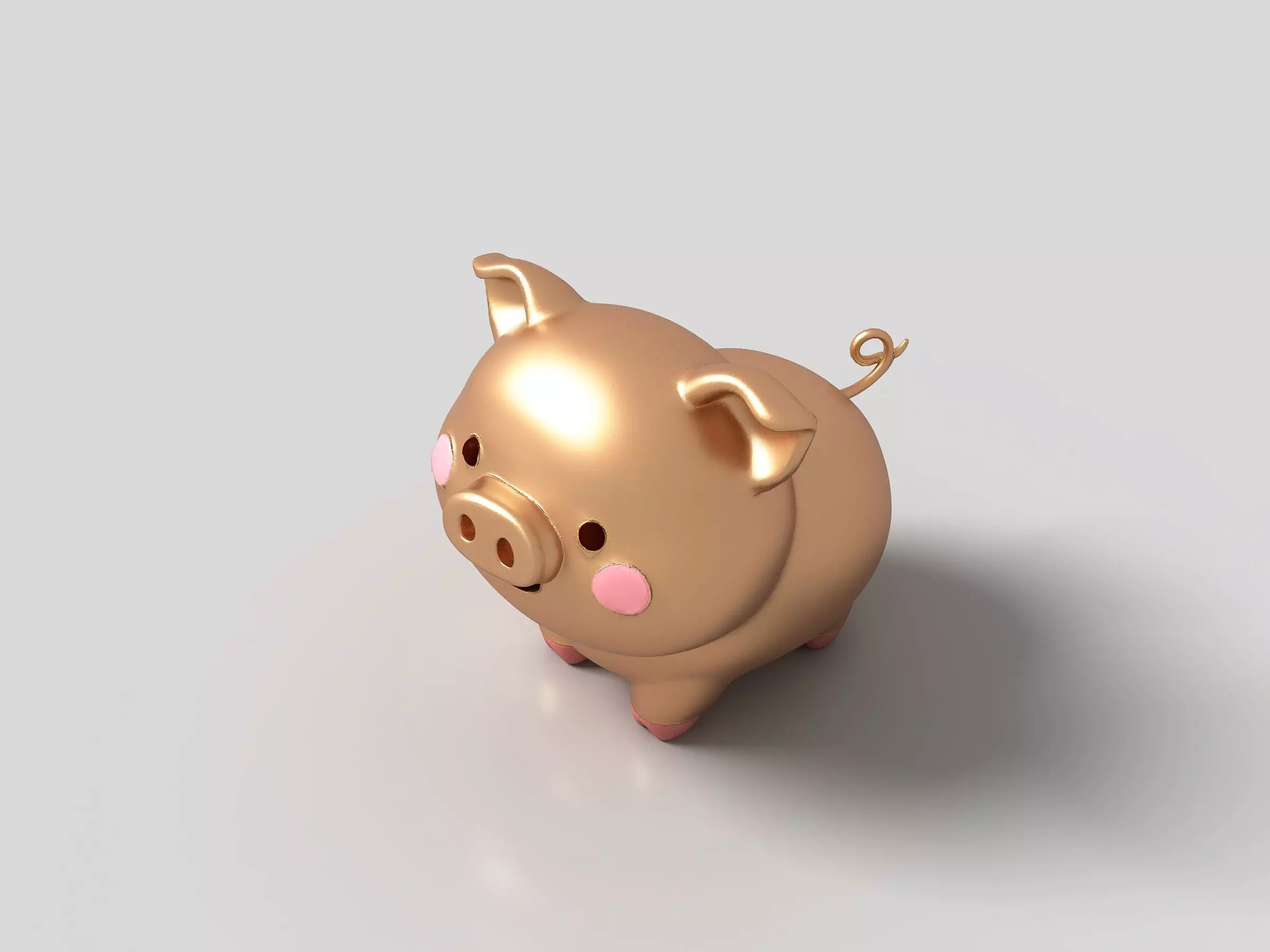 Gold jewelry pig Low-poly 3D model_2