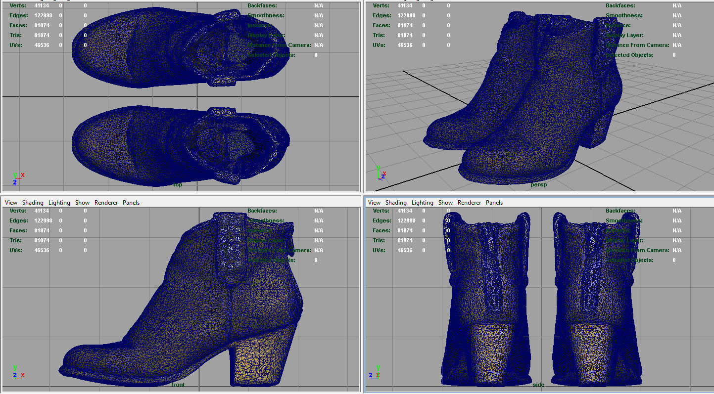Womens Boots 3 Low-poly 3D model_4