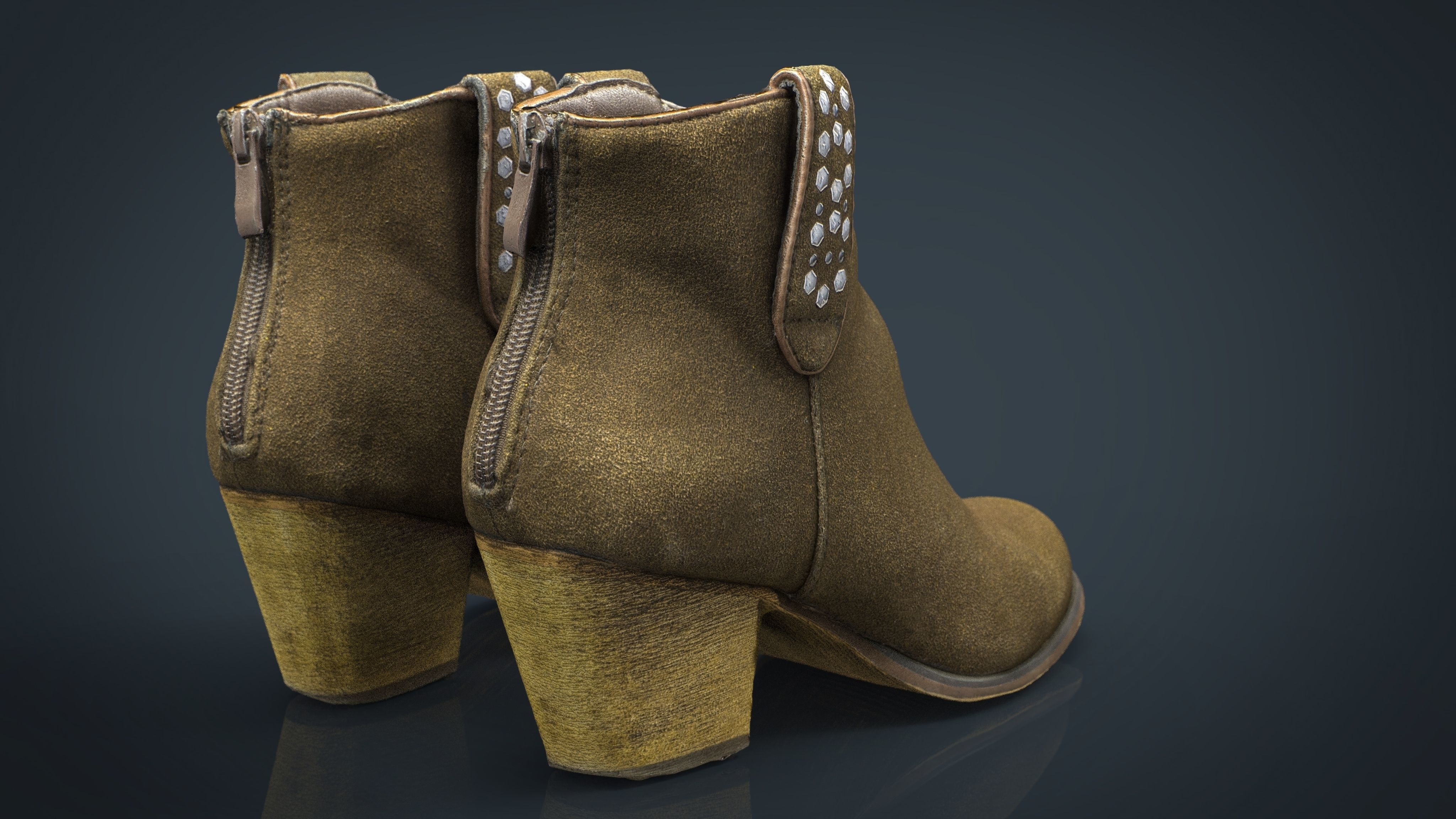Womens Boots 3 Low-poly 3D model_7