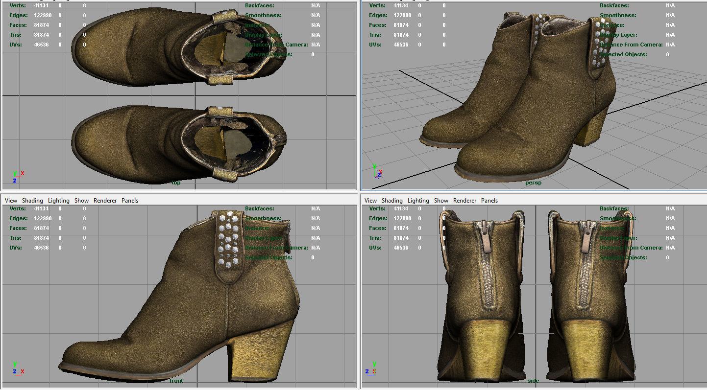 Womens Boots 3 Low-poly 3D model_10