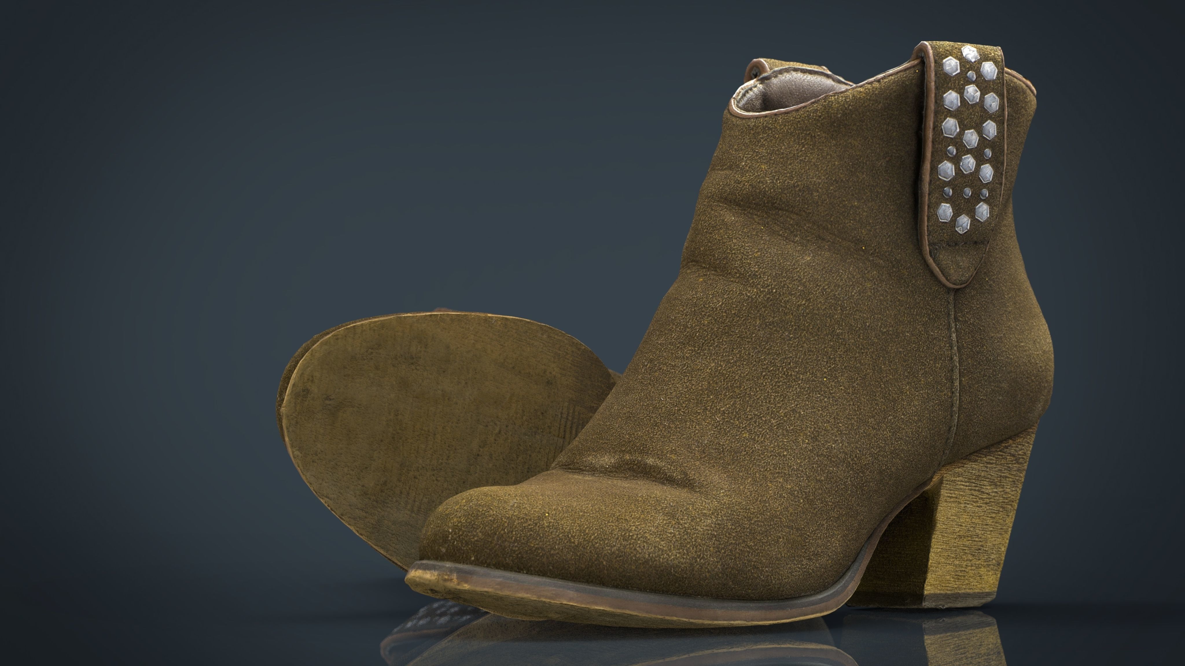 Womens Boots 3 Low-poly 3D model_13