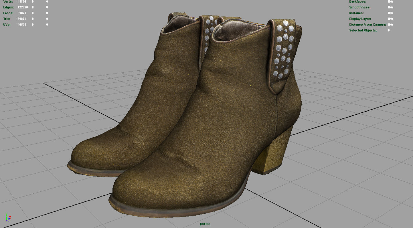 Womens Boots 3 Low-poly 3D model_3